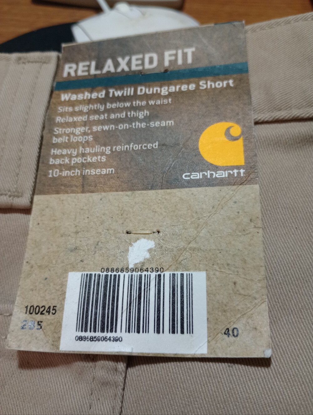 NEW. !   Carhartt Relaxed Fit Washed Twill Dungaree Shorts - Khaki/Tan Size40